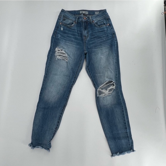 Rewash Women’s High Rise Vintage Reunion Distressed Straight Leg Jeans Size 3 - Picture 1 of 5